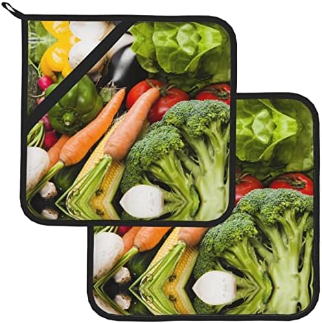 Кухненски ръкавици за Хранителни Зеленчуци, за Кухненски Фурната Комплект от 2 теми, Които Могат да се Перат В машина, Топлоустойчиви кухненски ръкавици, Подложки з