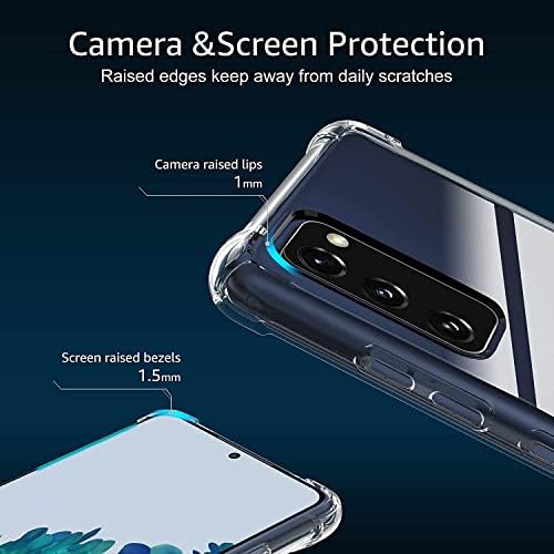 Прозрачен калъф KIOMY Samsung Galaxy S20 FE 5G с предпазно фолио от закалено стъкло с висока разделителна способност от 2 теми, Hybrid