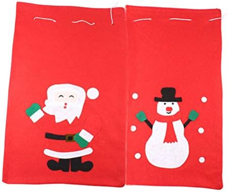 Amosfun Коледна Украса 40x62 см, Коледни костюми, Платнена торба за подаръци, Дядо Коледа с Шнур, чанти за Бонбони, чанта