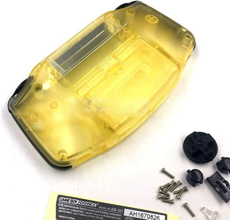 Корпус Взаимозаменяеми калъф за Nintendo Gameboy Advance за GBA с токопроводящей гумено уплътнение, отвертка (прозрачно жълт)