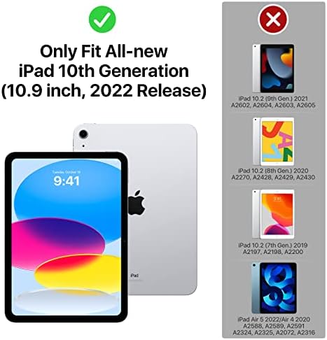Калъф MoKo за iPad на 10-то поколение 2022, Тънък калъф Smart Cover с поставка за iPad на 10-то поколение 10,9 инча 2022, Поддръжка