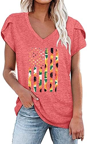 Тениска за Момичета Лято Есен с Къс Ръкав 2023 Мода V Образно Деколте Памук Цветен Графичен Ежедневна Блуза, Тениска за Момичета O1