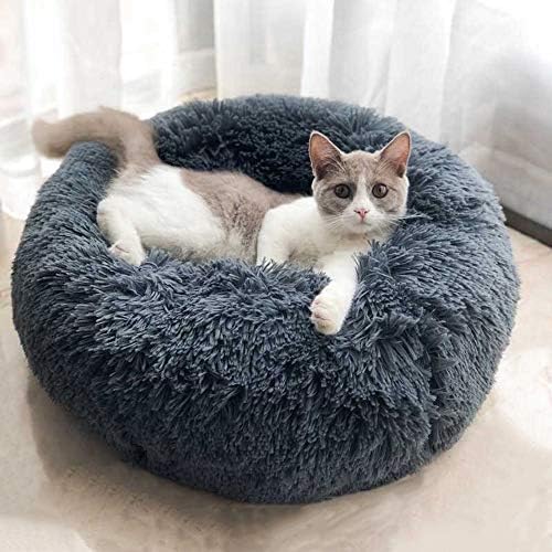 BODISEINT Модерна Мека Плюшен Кръгло легло за котки и малки Кучета, Мини-легло за котки със Среден Размер, Самонагревающаяся в
