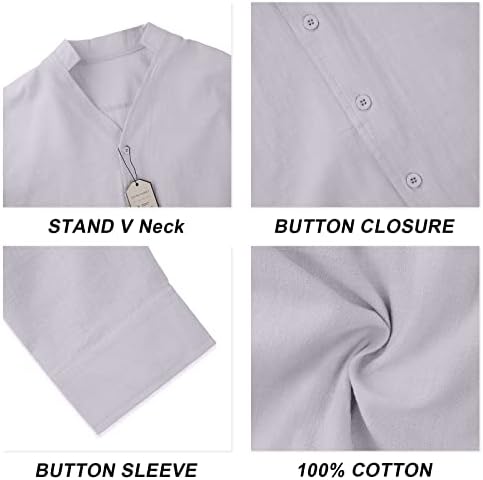 CTU Мъжки Бельо Комплект от 2 теми, Плажни Ризи с дълъг ръкав и V-образно деколте и Копчета, Летни Почивки, Свободни Панталони за