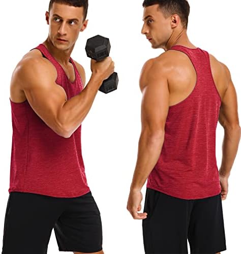 LecGee Мъжки 3 опаковки Сухи потници с Y-Образно деколте на гърба, Тениски За Тренировка на мускулите В залата, Мрежести Ризи Без Ръкави
