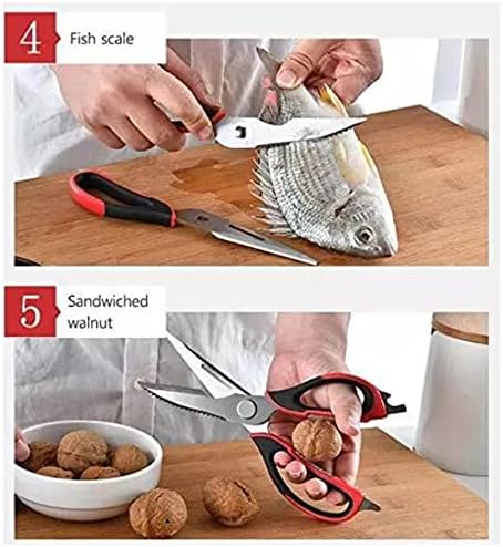 Многофункционални кухненски ножици за хранене, подвижна тежки кулинарни ножици от неръждаема стомана с магнитен държач, за нарязване