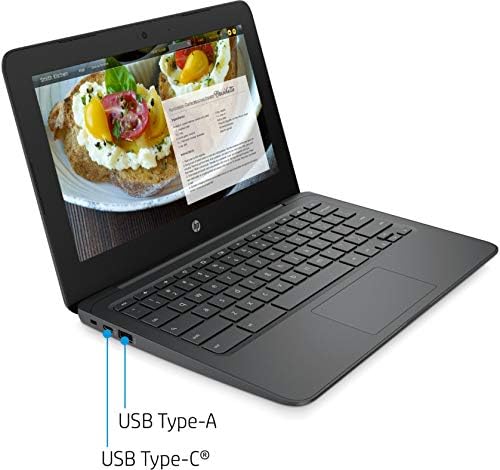 11.6-инчов лаптоп HP 2022 Chromebook, процесор Intel Celeron N3350 с честота до 2.4 Ghz, 4 GB оперативна памет, 32 GB eMMC, Wi-Fi, Уеб камера, USB Type C, Chrome OS + аксесоар YSC (съвместим с Zoom или Google Classroom)