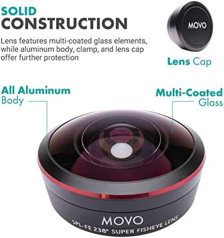 Обектив Movo SPL-FE 238 ° Супер Рибешко око с универсален стена-клипсой за смартфони - Обектив Рибешко око за iPhone, Android и таблети