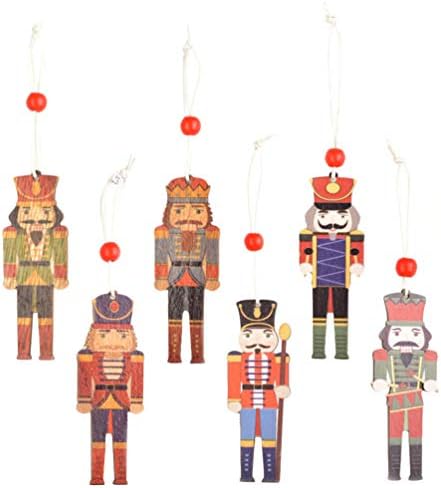 PRETYZOOM 6 бр. Коледен Лешникотрошачката Декорация на Дървени Лешникотрошачката Войници Окачен Декор Подарък Тагове за Украса на Коледната Елха