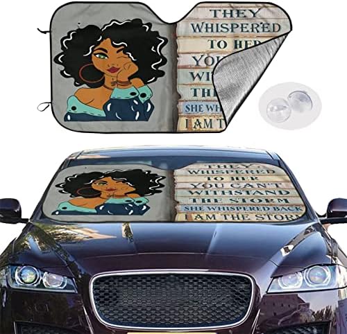 Афроамериканка сенника на Предното Стъкло на превозното средство Черната Кралица на Момичетата Вдъхновяващи Цитати Сгъваем Авто сенника