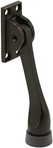 Вратата на притежателя Prime-Line MP4899, радиус на действие 4 инча, Вдигане на Molded Месинг, класическата бронзова украса, Черна гума, (в една опаковка)