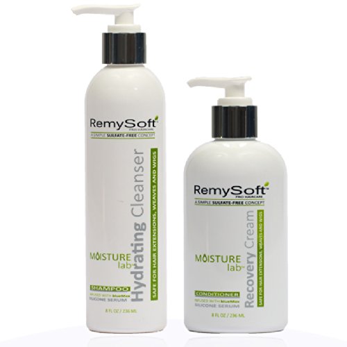 Хидратиращ Почистващо средство и възстановяващ крем RemySoft Moisturelab Duo - Безопасно за удължаване на косата, плетений и перуки -