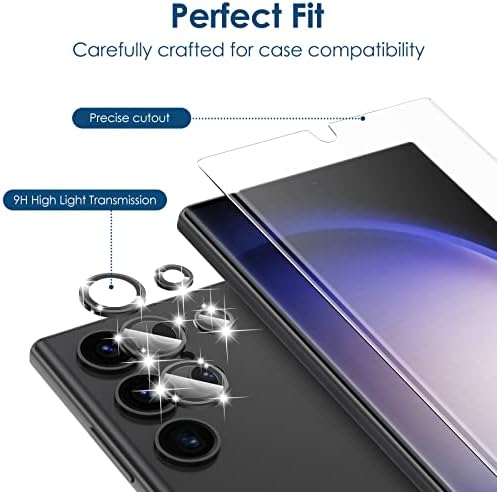 Защитно фолио Simpeak 3 + 1 опаковка, която е съвместима с Samsung Galaxy S23 Ultra 5G 6,8 [без стъкло], HD Прозрачен, Аксесоари