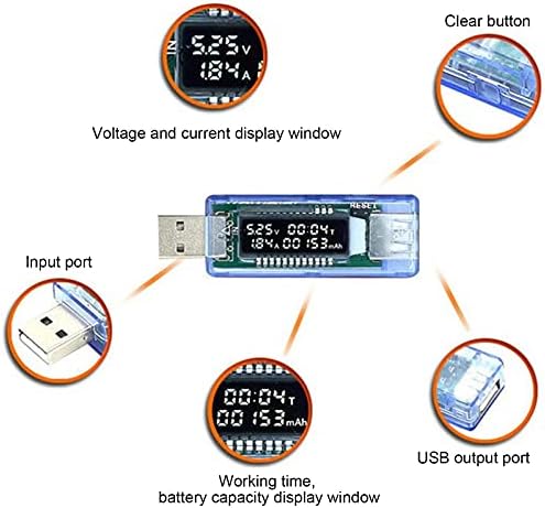 xiaolajiao USB Тестер електромера, USB Тестер Капацитет на Текущото Напрежение, USB Тестер за Измерване на Ток, Напрежение, Точен Волтов