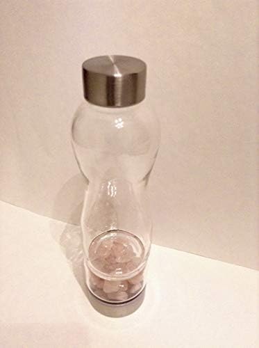 CrystaFuse: Кристален бутилка за вода SlimNCurvy - Бутилка за вода от borosilicate стъкло със сменяеми скъпоценни камъни - Стилно напълнете