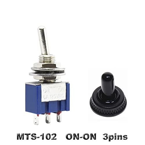 5шт MTS-102 103 MTS-202 203 Превключвател 6A 125VAC Вкл. вкл. SPDT 6 мм Мини превключвател On DPDT. Изключено. На водоустойчив капак (Цвят:
