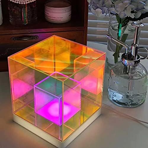 Настолна Лампа Xianfei Кристалния Куб, 3D Акрил Цвят Нощна Лампа RGB, 3 Цвята С Потъмняване, Съвременната Нощна Лампа за Дневна, Спални,