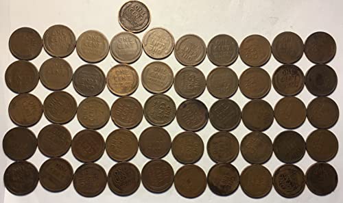 1910 P Линкълн Пшеничен Цент, Пени Ролка 50 Монети Пени Продавачът Добър