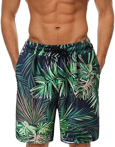 UBST Летни Хавайски Плажни къси Панталони за мъже, Шарени Плажни Шорти Участъка Размер Плюс, Ежедневни Свободни Топене за Почивка