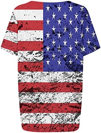 Дамски Блузи на 4 юли, Елегантни Ежедневни Летни Ризи-Туники С Принтом Американския Флаг, Тениска с V-образно деколте, Патриотическая