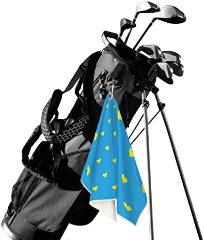 Жълто Синьо Кърпа с изображение на Сърцето за голф, Чанти за голф, със Скоба за мъже и Жени, Аксесоари за Голф, Забавни Подаръци за играчите на Голф, Кърпа за почиства