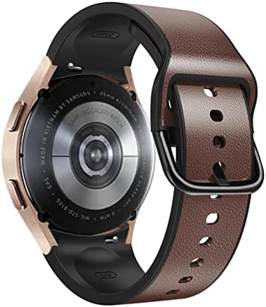 ANKANG 20 мм Силикон + Кожени смарт въжета за Samsung Galaxy Watch 4 Classic 46-42 мм/Watch4 44 мм 40 мм Лента, Без Пропуски Гривни