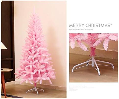 K. LSX Розова Коледна Елха, Изкуствена Коледна Елха пред двойно Легло с Бяла Метална Стойка за Дома, Офиса, Магазина и хотела-Bare Tree