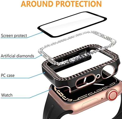 Hianjoo 5 Опаковки, двоен калъф Bling 40 мм с защитно фолио за екрана, съвместим с Apple Watch SE 2022 Series 6/5/4, твърд Защитен