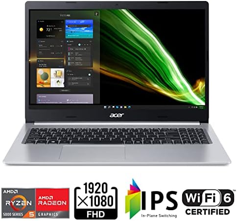 Acer Aspire 5 A515-45-R74Z Тънък лаптоп | 15,6 FHD IPS | процесор AMD Ryzen 5 5500U | Графика Radeon | 8 GB DDR4 | 256 GB SSD | WiFi 6 | KB подсветка | Win 11 Home-с безжична мишка Acer Black M501