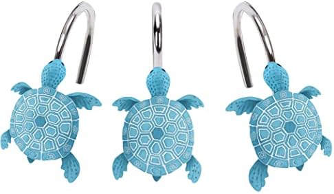 Пръстени за Куки за пердета Yuiviot Sea Turtle 【12 бр.】, Декоративни Аксесоари за баня в Тропически стил, Крайбрежен Декор