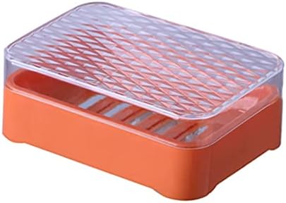 Контейнер за сапун LEAQU 3 Цвята Здрава Конструкция Водосточни багажник с капак изящна Изработка Удобен Оранжево
