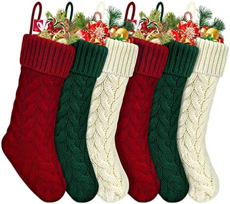 Mukum 6 Опаковки, Коледни Чорапи 18Големи Персонални Коледни Чорапи, плетени калъф за Коледни Чорапи, Коледни Украса 12 Регистрирани