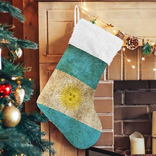 Коледни Чорапи PIMILAGU с аржентинските си Флага в стил Ретро, 1 Опаковка, 17,7 инча, Окачени Чорапи за Коледна украса