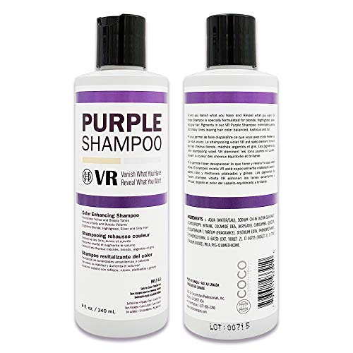 КОКО-МЕДЕН шампоан Cocohoney VR Color Enhancing Purple за светли, мелированных, сребрист и прошарена коса | Неутрализира жълтите и медни нюанси | е Безопасен за боядисана коса (8 унц?