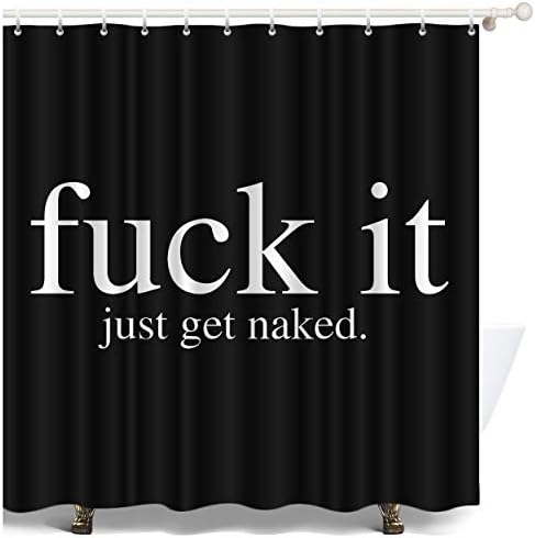 Завеса за душ VANCAR разходки сред природата It, Just Get Naked Забавно Завеса за душ от Непромокаем плат за декорация на Баня, Комплект за Пердета за баня за мъже и жени, черни