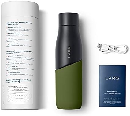 LARQ Bottle Movement PureVis - Лесно Самоочищающаяся Неизолированная бутилка за вода от неръждаема стомана с UV-дезинфектант за