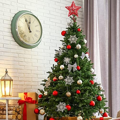 MCEAST Коледно Дърво, Topper, Звезда, Блестяща Украса на Върха на Коледната Елха, Петолъчна Звезда за Украса на Коледната Елха (Червен)