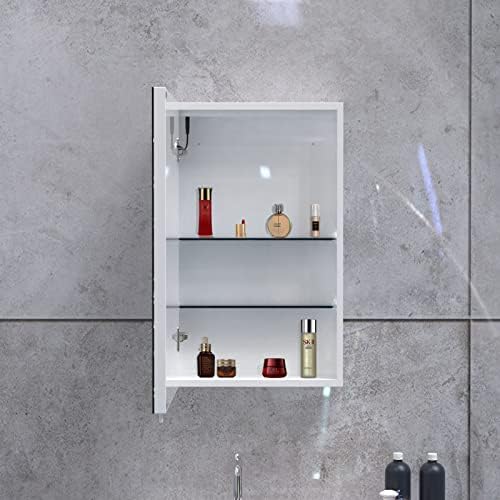Seenvlog Комплект за баня с осветление, Шкаф за съхранение на Тоалетна пространство, Функция памет, Огледален шкаф с led осветление По периметъра, за Монтиране на стена, 1