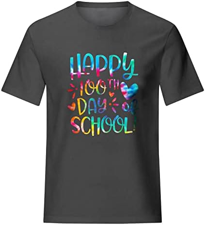 Риза с Къс Ръкав за Момичета, Есен, Лято, Мода Памучен Блуза с Кръгло Деколте и Цветен Модел Тениска за Жени D2