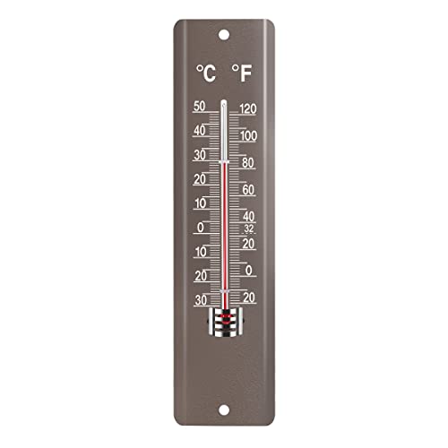 RainboWiner Външен Метален Термометър за градина, Двор, Оранжерии, Тераси - Устойчиви на Атмосферни влияния Вертикални Термометър - 8 инча, Сив (2 опаковки)