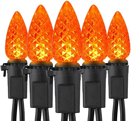 Оранжеви светлини ODEETRONIC на Хелоуин, 16,3 метра 50 led гирлянди C3 Orange, 120, Сертифицирани UL, Plug Гирлянди за Хелоуин, Мини-осветителни