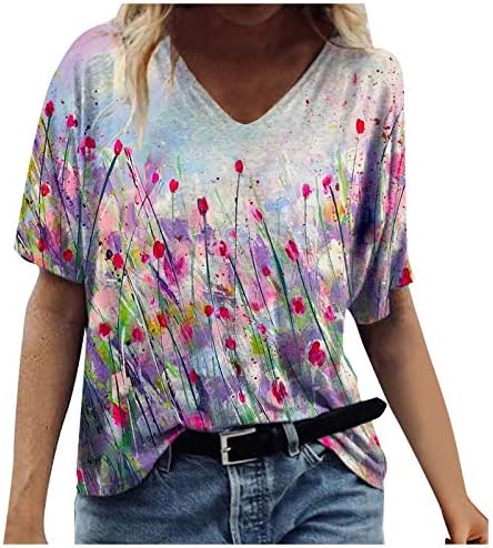Женска Тениска с Принтом, Ежедневни Блузи Свободно Намаляване на Дамски Туники в Големи Размери, Бели Ризи за Жени Копчета