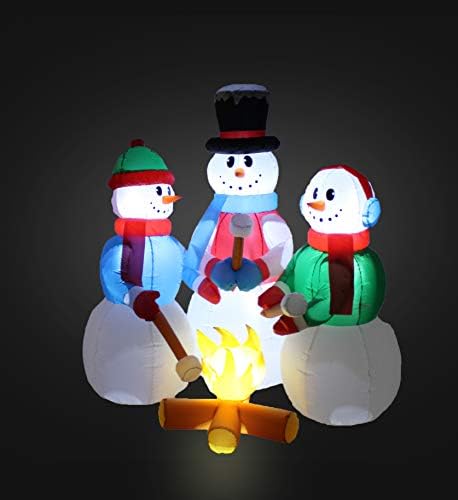 Комплект от две украса за Коледното парти, включва в себе си Огромни коледни надуваеми снежни човеци височина 5 метра, Снежен човек, Запалил