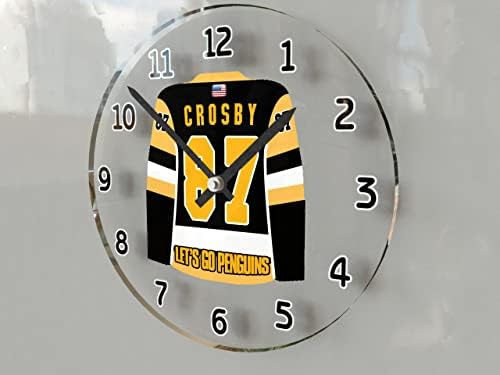 Фанпластиковые стенен часовник в стила на Сидни Кросби 87 от Джърси-Питсбърг - издание Hockey Легенди !!