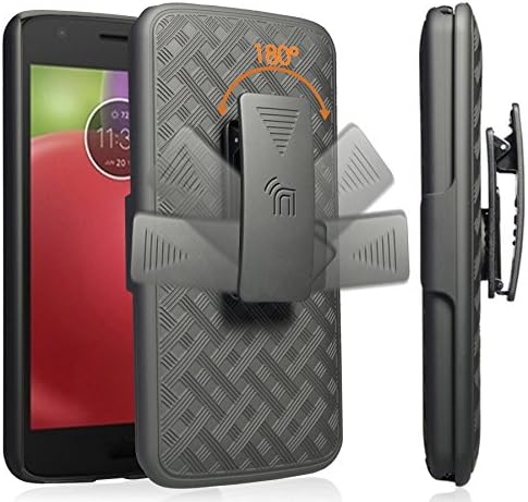 Калъф с клипс за Мото E4 Plus, черен калъф-поставка за мобилен телефон Naked + Поясная Набедренная кобур за Motorola Moto E4