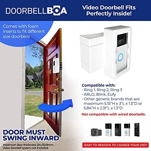 Звънец с кражба спирачка на стена за видеодомофон DoorbellBoa, без инструменти или инсталация, надеждно се закрепва само за няколко секунди,