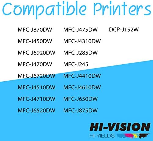 Съвместим с HI-Vision® 8 Pks LC-103 LC103 XL High Yield 2X (черно, синьо, жълто, магента) Смяна на касети с мастило за принтера, DCP-J152W,