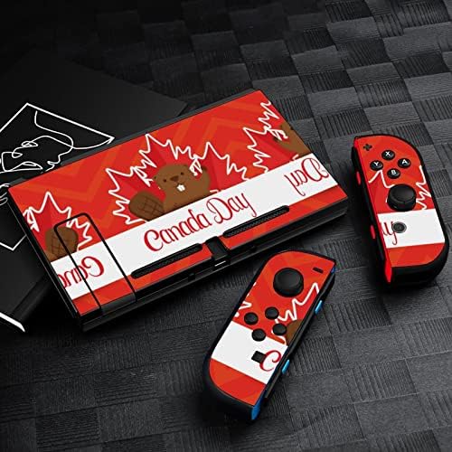 Етикети с участието на Groundhog и Канадския Флаг във формата на Листа Покриват Защитно предната панел за Nintendo Switch