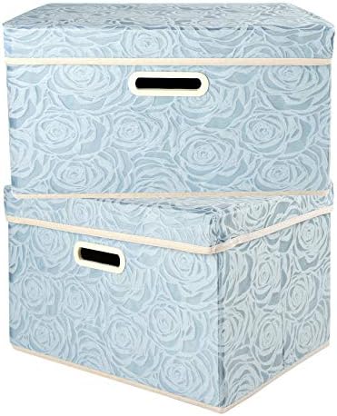 Лъки Monet 1 Опаковка Кутии за съхранение с изображение на Рози с Капак и дръжки Голям Сгъваем Текстилен Органайзер Кубчета Кошница