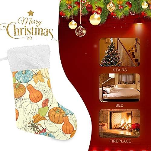 Sinestour Тиква Есенни Листа Есенните Коледни Чорапи, Големи Коледни Чорапи за Камината Коледно Дърво, Парапети Окачени чорапи